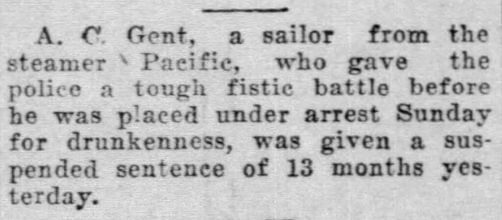 Drunken Sailor – July 1923